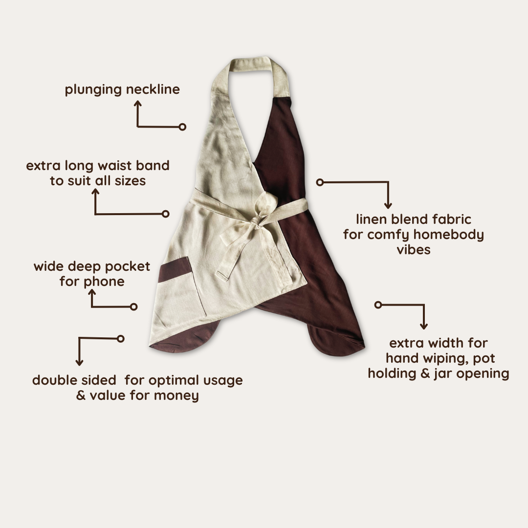 Chocolate & Cream Linen Apron