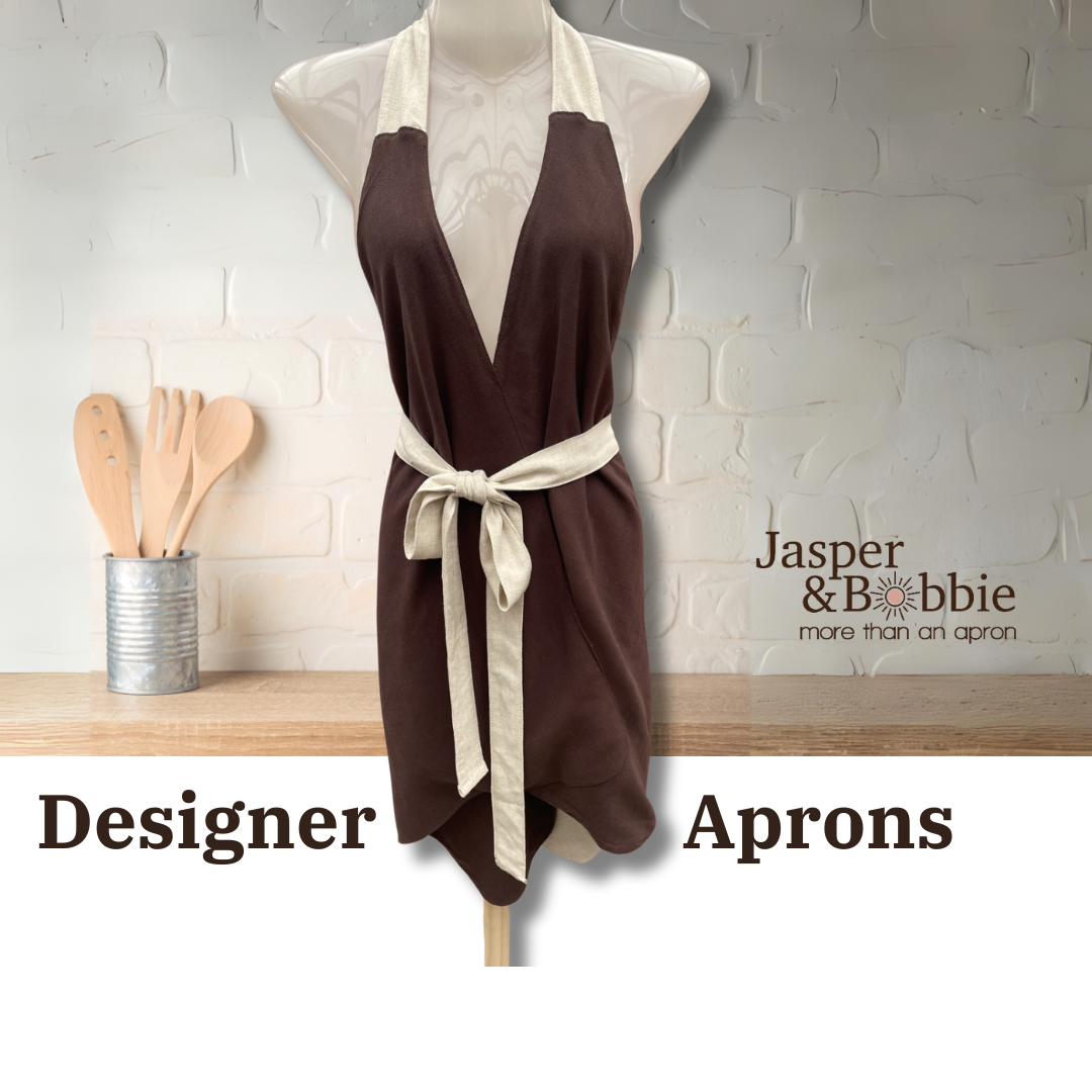 Chocolate & Cream Linen Apron